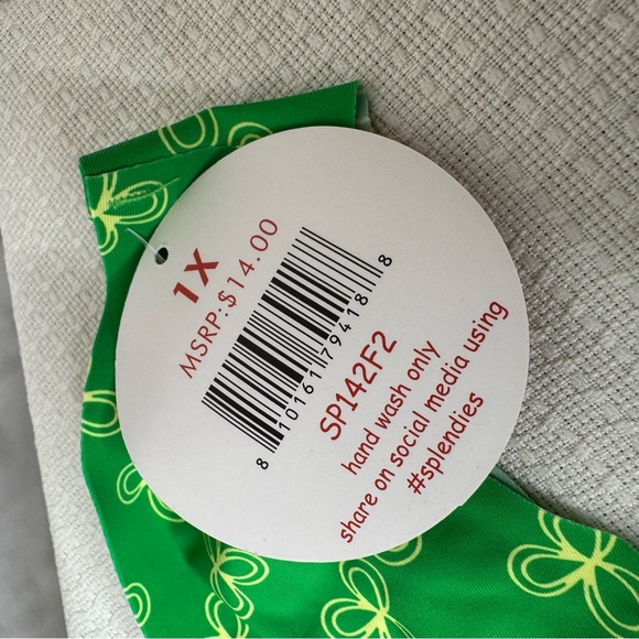 Green Patterned Thong Panties by Splendies Size 1X NWT - Picture 4 of 7